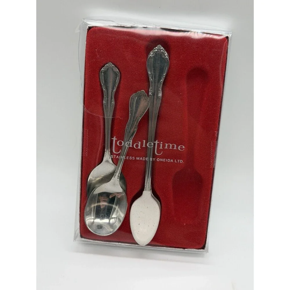 5 Pc Spoon Set TODDLERTIME Stainless by Oneida Infant Feeding Silverware